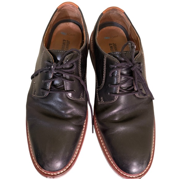 Johnston & Murphy TRUFOAM Oxford Mens 8.5M Black Good 20-3521 Leather Lace Up - Picture 2 of 7